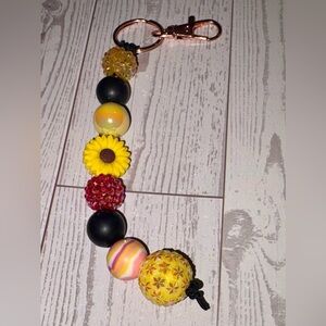 Yellow Sunflower Beaded keychain bag charm